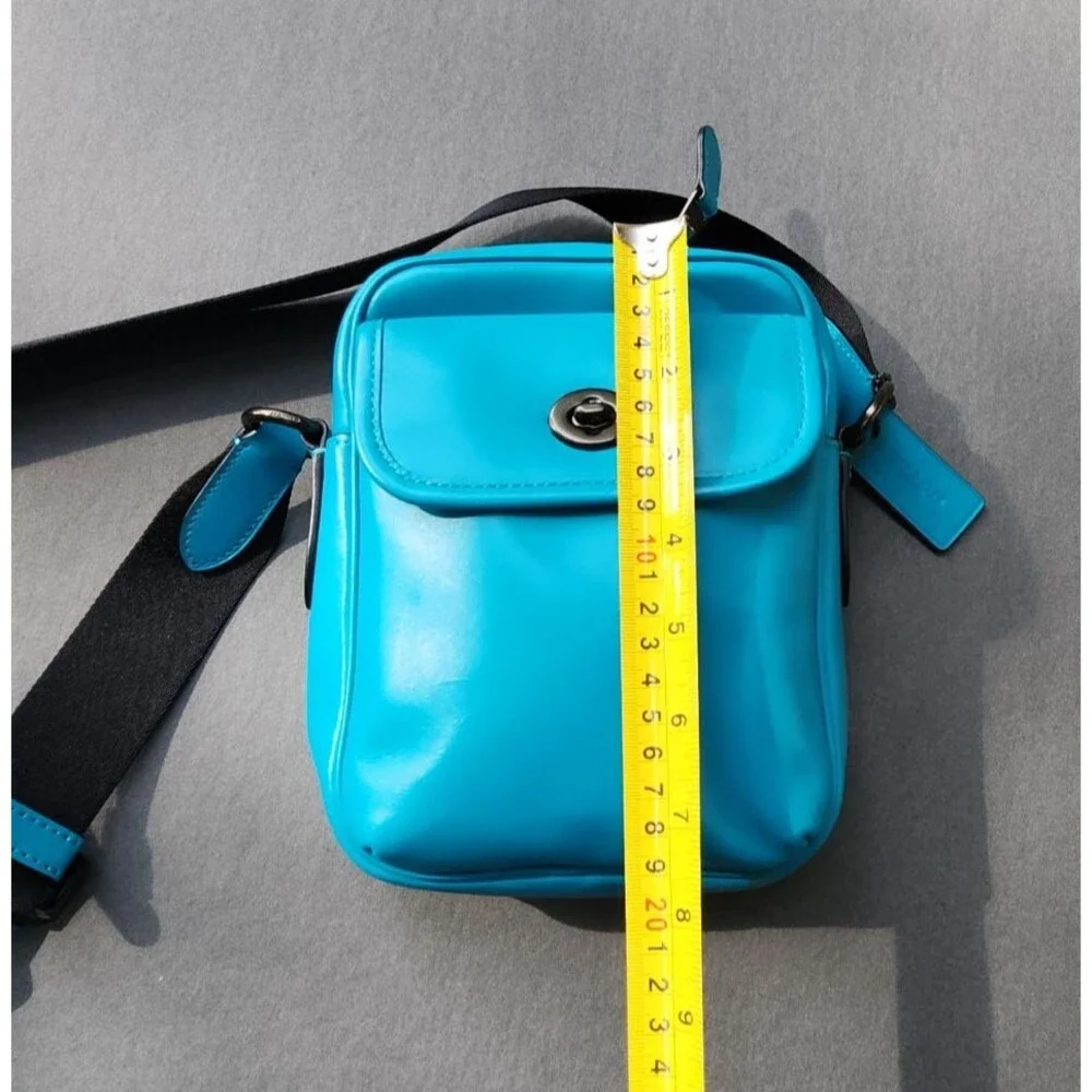 Coach Heritage Crossbody Bag Turquoise Blue Smooth Calf Leather C1269 Turnlock